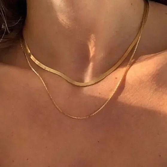 18K Plated  Snake Chain Choker Necklace Stainless Steel Necklace for Women Basic Chain Drop Shipping