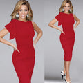 Fashion Ruffle Sleeve Slim Elegant Women Office Lady Pencil Dress Summer Clothing S-5XL Casual Women Sleeve Dress