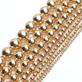 Wholesale 14K Gold Plated Round Shape Hematite Loose Stone Beads for Jewelry Making