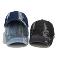 Wholesale Unisex Blank Washed Denim 6-Panel Baseball Cap Sporty Leopard Print Jean Blue Trucker Hat