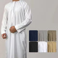 Thobe Men Muslim Muslim Omani Solid Color Islamic Emirati Long Sleeve Kaftan Men Islamic Casual Clothing Robes Saudi Arabia