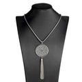 Fashion Gold and Silver Circle Ladies Long Chain Necklace Personality Pendant Tassel Necklace for Women Jewelry