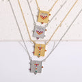 Colorful Crystal Heart Cross Pendant Necklace Custom Anti Fade Stainless Steel Square Zircon Necklace Women