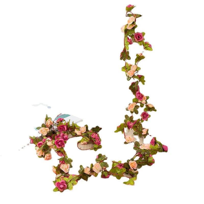 O-X260 Cheap Artificial Hanging Flower Vine Faux Green Plant Garden Decorative Artificial Roses Peonies Flower Ivy Vine Garland