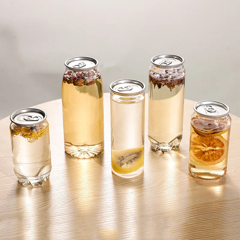 Aluminum Cap Easy Open PET Can Disposable Plastic Containers for Milk Tea Juice Coffee Beverage Smoothie Drink Soda Can