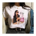Women's Modal Printed White O-neck Plain T-shirt Girl's Casual Pattern Short Sleeve Lady Blank Cheap Loose Street Trend T-shirt