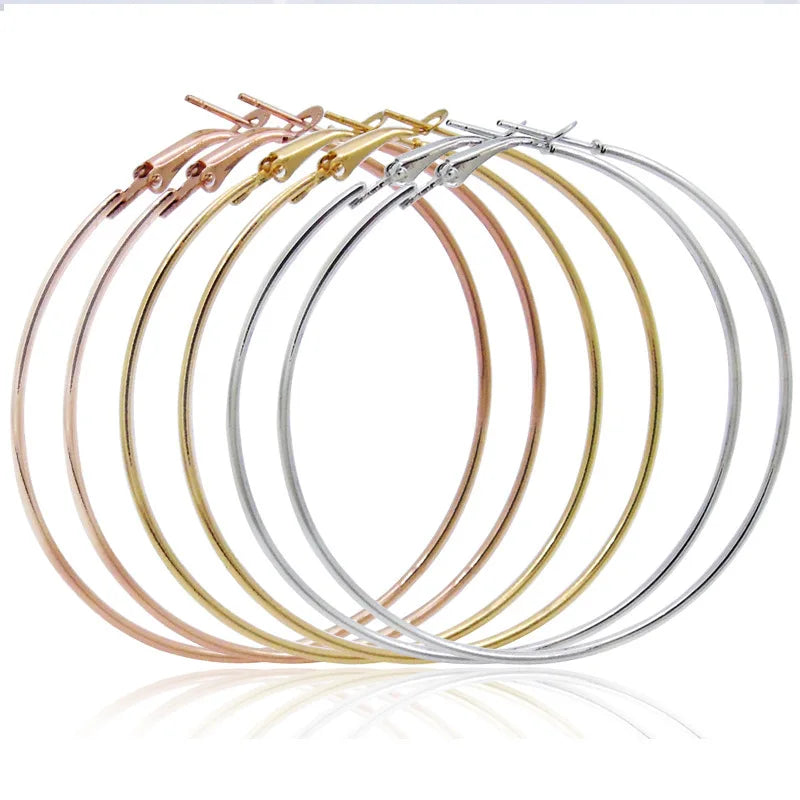 Hot Sale Big Size Hoop Earrings Women Giant Nickel Free Gold Plated Round Hoop Earring for Women