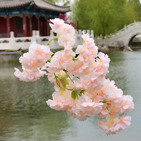 New Long Stem Silk Sakura Branches Artificial Japanese Cherry Blossom for Decor