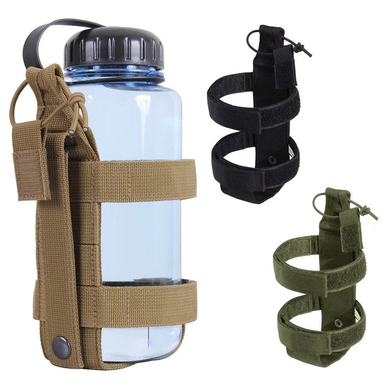 Outdoor Adjustable Woven Water Bottle Cover With Bag Water Cup Waist Bag Molle Bottle Rack Backpack Hanging Storage Bag MegaBDM