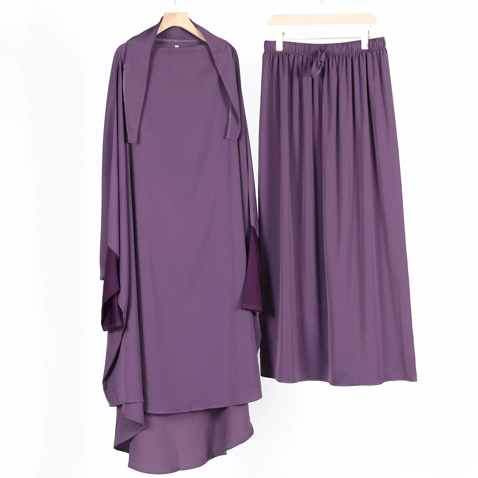 2024 New Women's Dubai Big Swing Solid Color Long-sleeved One-piece Hijab Suit Dress Loose for Muslims