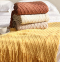 Cheap Super Soft Run Acrylic Textured Solid Decorative Throw  Lightweight Knitted Blanket for Bed and Sofa