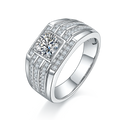 Anillos New Arrival Classic 925 Sterling Silver 1ct VVS Moissanite Diamond Men's Wedding Band Ring With Gift Box