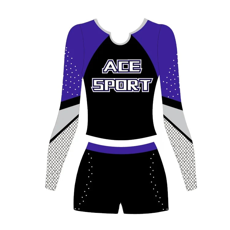 Ace Sports Wholesale Girls Shiny Dance Leotard Long Sleeves for Girls and Wear Clothing Children Gymnastics Competition Leotards