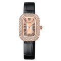Olika Customizable Women's Fashion Quartz Watch with Simple Square Dial Diamond Inlaid Leather Band 16mm Width Alloy Case