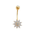 14K Gold Jewelry Piercing Button Ring CZ Flower Shape Trendy Design Body Jewelry