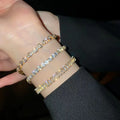 Luxury 18K Gold Plating Geometric Crystal Bangle  Sparkling Cubic Zircon Cz Tennis Chain