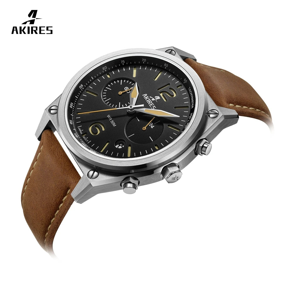 TOP Quality Factory Wholesale Male Brand Quartz Watches Leather Custom Logo Pilot Watch Luxury Design quartz Movement for Men