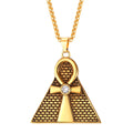Fashionable Necklace Titanium Zircon Inlay Triangle Pyramid Wholesale Jewelry Steel Egyptian Cross Fine Pendant