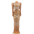 Party Singer Club  Stage Long Sleeve Retro Party Rhinestone Dresses Gowns Evening Wedding Dresses Vestidos De Fiesta Para m