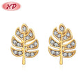 Fashion 18K Yellow Gold Plated AAA Cubic Zircon Jewelry Hot Sale Leaf Huggie Earring for Women Girl