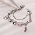Exquisite Rhinestone Hollow Heart Charm Bracelet Crystal Oil Drop Flower Heart Charms Bracelet