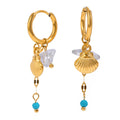 ERESI Stainless Steel Shell Charms Earring for Women Trendy 18K Gold Plated Natural Stone Charms Small Hoop Earrings Jewelry
