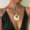 Fashion Oval Water Drop Heart Shell Pendant Choker Necklace for Women Leather Wax Thread Adjustable Bowknot Chain Bohemian Jewel