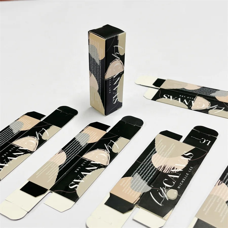 Gradient Lipstick Tubes Packaging Lip Liner Set Kits Lip Gloss Custom Box Black Cosmetic Box Offset Printing Coated Paper Accept