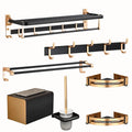 Black Gold Luxury Modern Aluminum Seven Piece Toilet and Bathroom Accessory Set with Paper Towel Holder