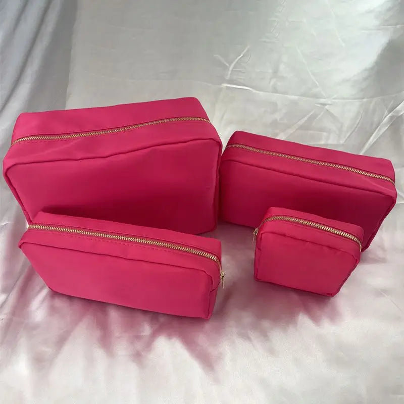 Low MOQ Stock Nylon Custom Embroidery Glitter Chenille Patches Travel Beach Women Holidays Gifts Makeup Small Cosmetic Bags