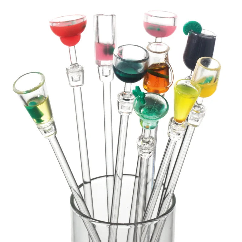 10 Pcs Pack Acrylic Cocktail Swizzle Stirrer Sticks