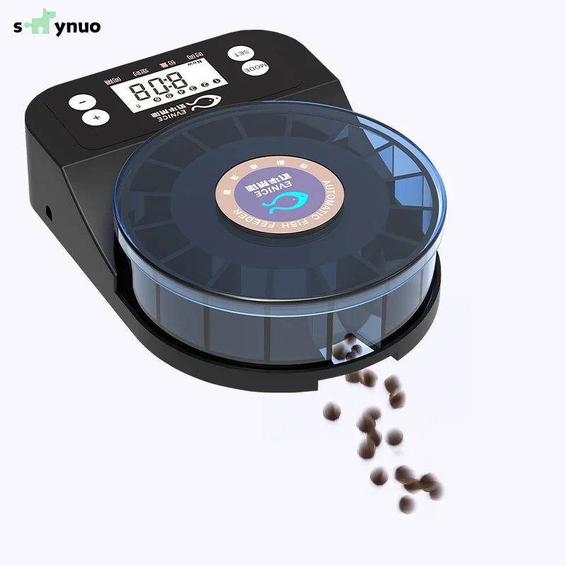 skynuo 60ml Automatic Fish Feeder USB Rechargeable Auto Fish Food Dispenser with Timer LCD Display Fish Feeder MegaBDM