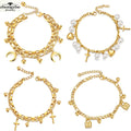 Women Moon Charm Bracelet Jewelry Stainless Steel Multi-layer Charm Waterproof Non Tarnish Bracelet Fashion Bracelet for Women