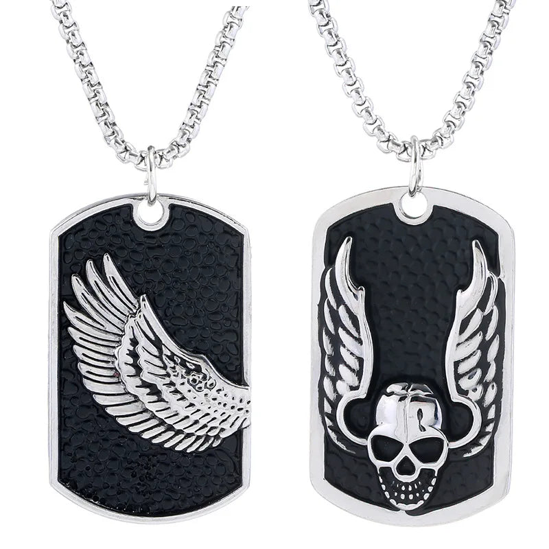 New Arrival Hip-hop Rock Necklace Stainless Steel Chain Alloy Pendant Eagle Flame Necklaces Jewelry Dope Necklace for Men Women