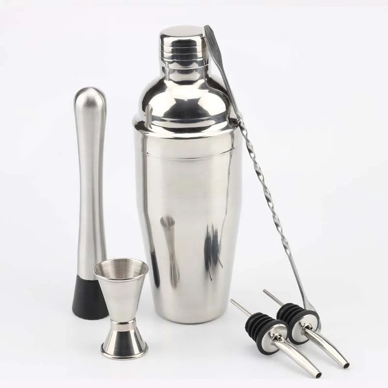 6-Pieces Cocktail Shaker Set - Bar Tools - Stainless Steel Cocktail Shaker Set Bartender Kit With All Bar Accessories