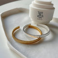VIANRLA 925 Sterling Silver Trendy Wave Bangles Bracelet 18k Gold Plated Jewelry