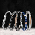 European Italy Style Men's Jewellry PVD Rose Gold Plated 316 Stainless Steel Ceramic Bracelet with Black 5A Cubic Zircon