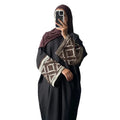 New Arrival Cuff Embroidery Geometry Pattern Black Color Classic Style Islamic Muslim New Model Abaya