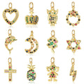 Beimai DIY Copper Zircon Jewelry Charms OEM Cross Star Moon Heart Accessories for Children's Necklace Bracelet Making
