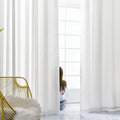 Simple Linen Style Cheap Ready Sheer Curtain Fabric Living Room Window Curtain White Sheer Voile Curtain Fabric