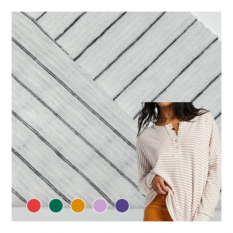 Custom Design Cotton and Spandex Striped Knit Fabric Stock Polyester Material Stripe Fabric for Clothing/