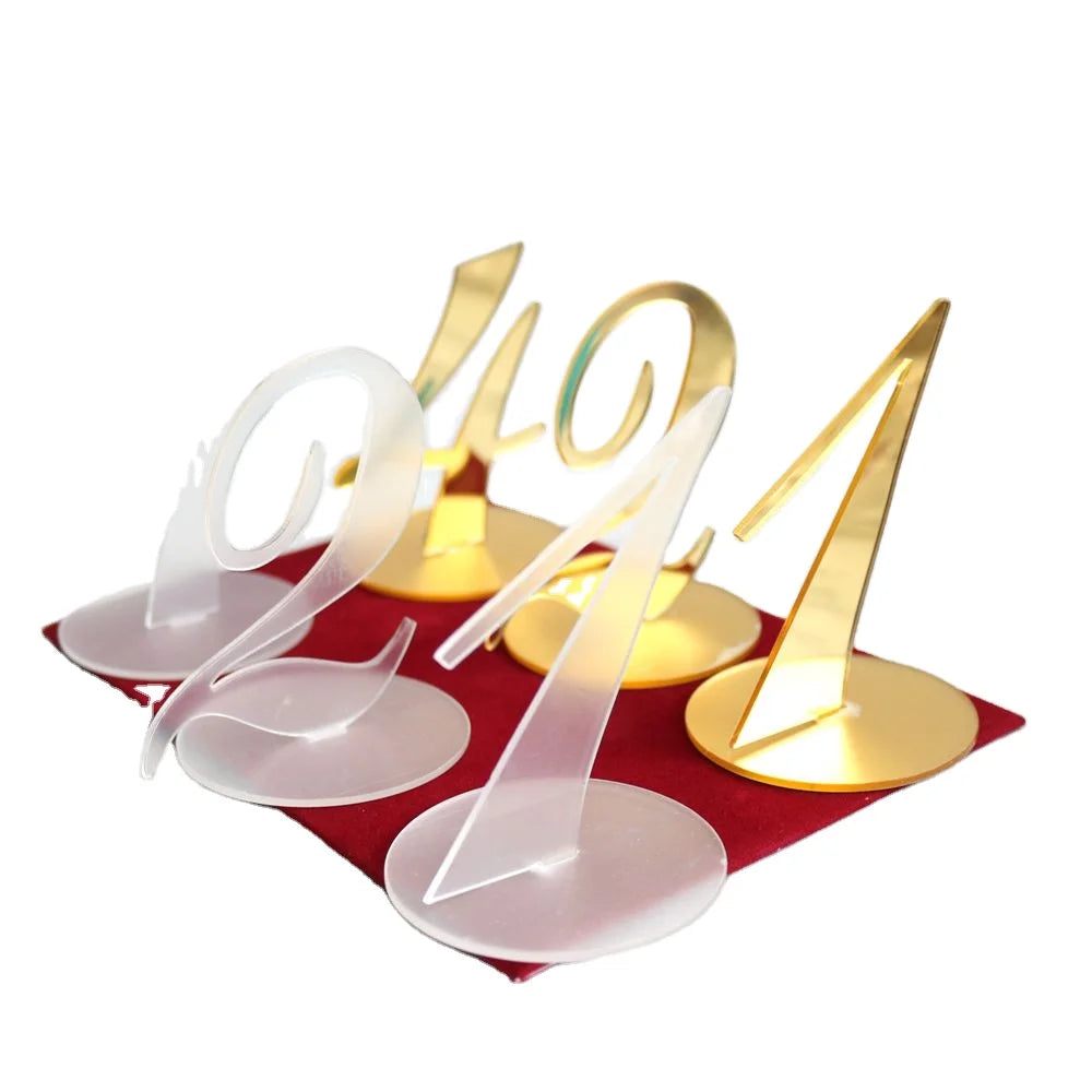 Elegant Clear Acrylic Wedding Standing Table Number Wedding Table Number Sign Mirror Party Table Decoration