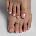 Custom Design Short Square Fake False Toenails Wholesale Soft Gel Foot Nails Pink Glazed Stick Plain Press on Toe Nails Vendor