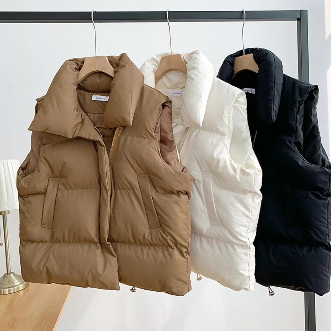 Boutique Wholesale 2026 Winter New Casual Fashion Stand up Collar New Sleeveless Women's Vest