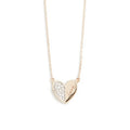 LOZRUNVE 925 Sterling Silver Gold Plated Personalized Engraved Love Pave Folded Heart Pendant Necklace