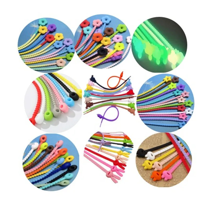Rubber Cable Ties Soft Silicone Self-Locking Binding Strap Bundle Tool Key Chain Data Line Food Bag Storage Reusable Zip Ties