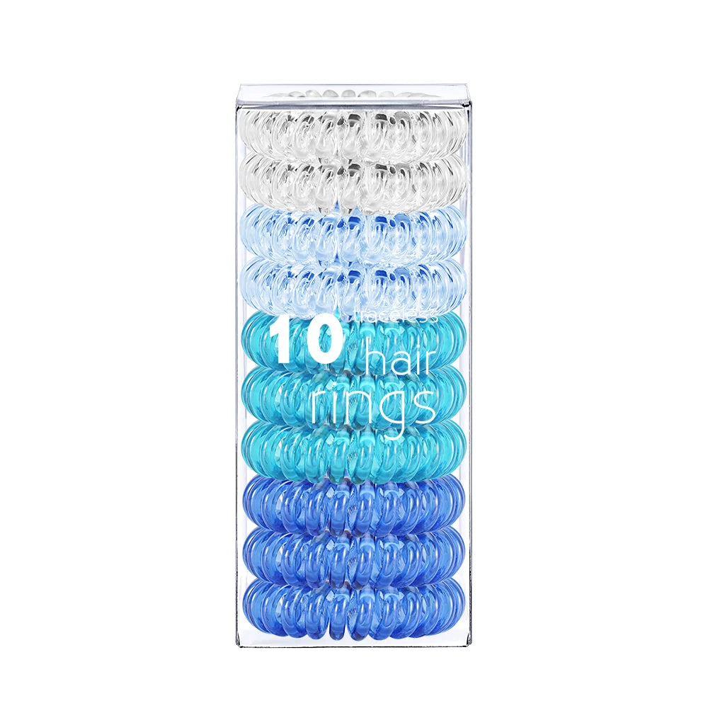 71 Color Silicon Plastic Elastic Hair Ties Spiral Coiled Phone Telephone Cord 10PCS Hair Ties Bulk