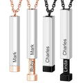 Customized Double Layer Rectangle and Round Bar Pendant Necklace With Name Engraveable