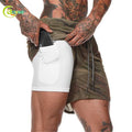 Custom Men'S 7 Inch Camo Shorts Drawstring Double Layered Mesh Gym Shorts With Eith Hidden Pockets