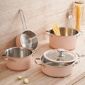 Custom Pink Stainless Steel 304 Casserole Induction Soup Pot Cookware Set for Kitchenware Wholesale